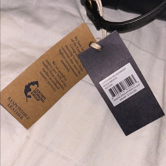 NWT! American Leather Co. black leather crossbody bag. - Picture 7 of 8